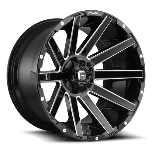 Fuel GLOSS BLACK MILLED D615 CONTRA 24x12 8x180 Wheels