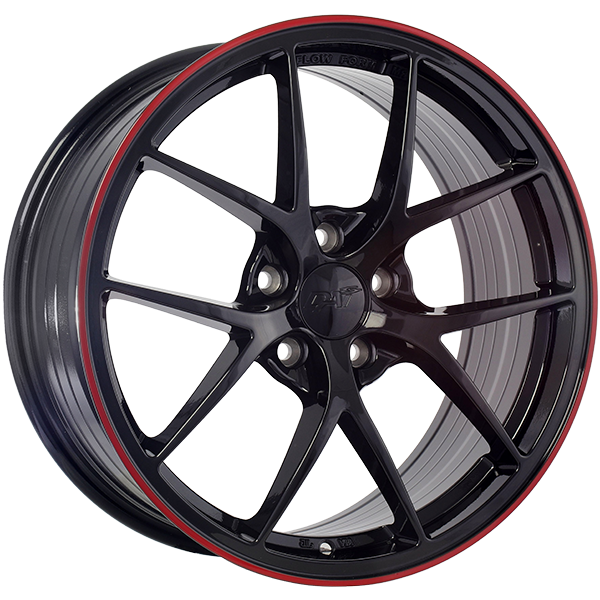 Gloss Black - Red Line 18x8.0 5x114.3 Conical DAI Wheels