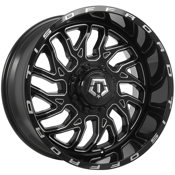 Gloss Black - Milled Edge 20x10.0 5x114.3/5x127 Conical TIS Wheels