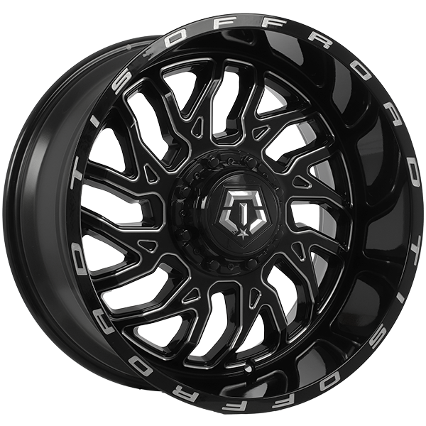 Gloss Black - Milled Edge 20x10.0 5x139.7/5x150 Conical TIS Wheels