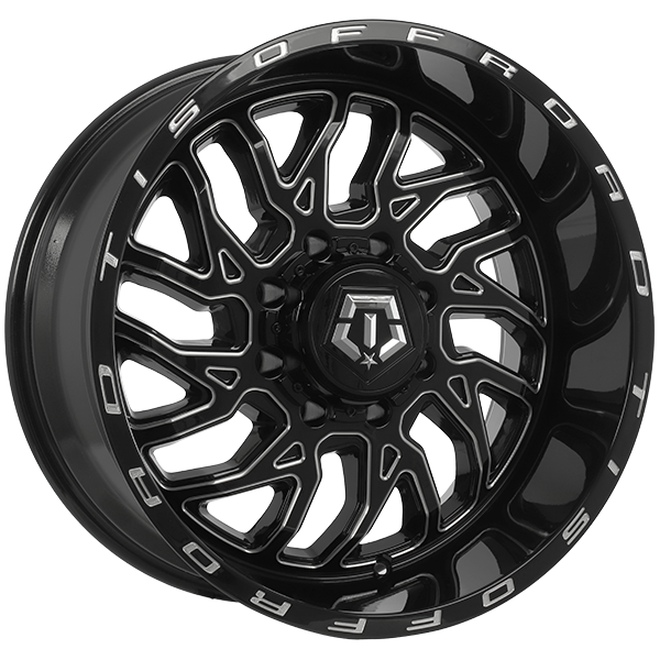 Gloss Black - Milled Edge 20x10.0 8x165.1 Conical TIS Wheels