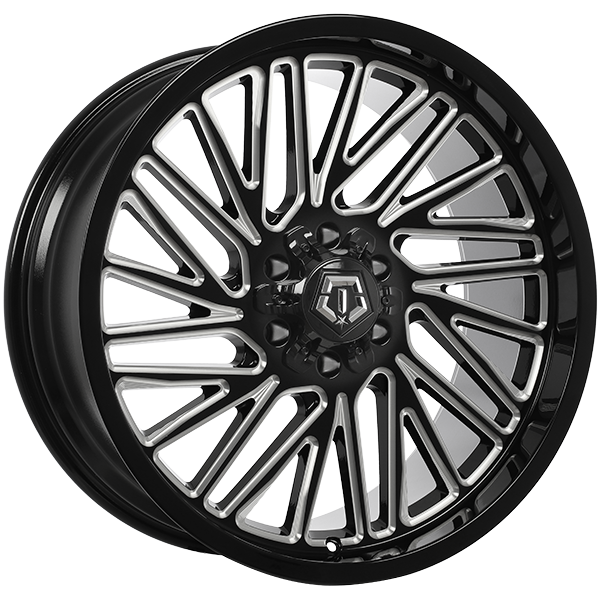 Gloss Black - Milled Edge 22x10.0 6x135/6x139.7 Conical TIS Wheels
