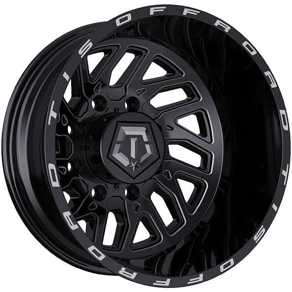 Gloss Black - Milled Edge 20x8.2 8x210 Conical TIS Wheels