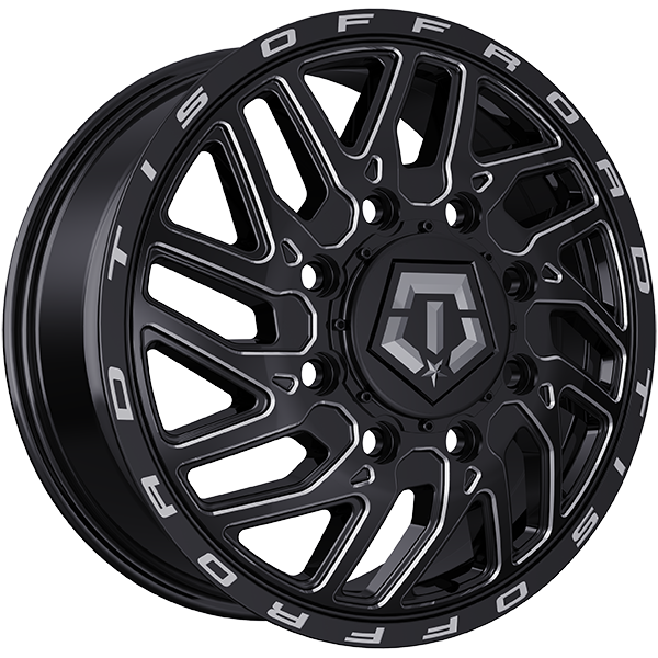 Gloss Black - Milled Edge 22x8.3 8x210 Conical TIS Wheels