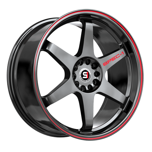 SPEC-1 RACING Gloss Black / Red Line STP-33GBRL 17x8 5x112/5x114.3 Wheels