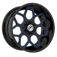 XF OFFROAD Gloss Black Milled Blue XF-233 20x10 5x127/5x139.7 Wheels