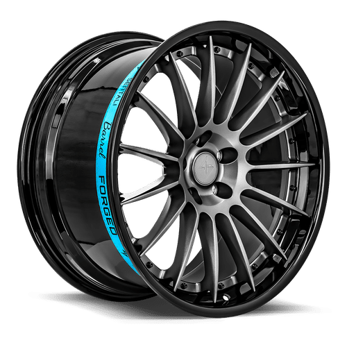 Sentali Barrel Forged Gloss Black Lip / Matte Gunmetal Centre SB2 19x10.5 5x112 Wheels