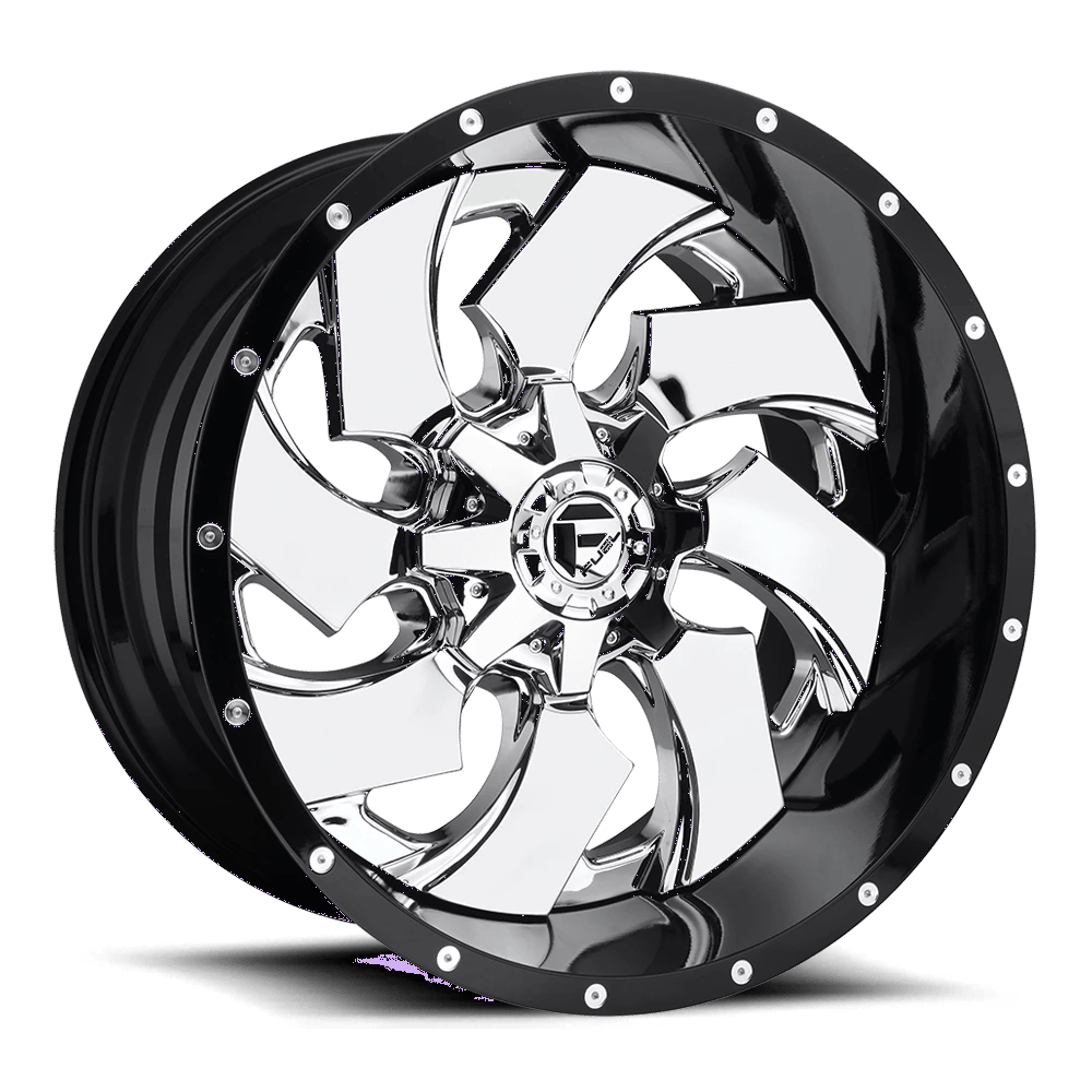 FUEL D240 CLEAVER 20x12 6x135/6x139.7 -44 CHROME PLATED GLOSS BLACK LIP
