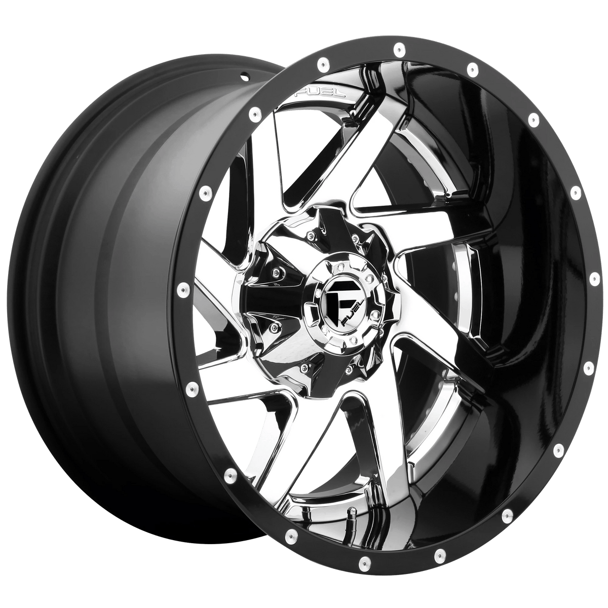 FUEL D263 RENEGADE 22x10 8x165.1 6 CHROME PLATED GLOSS BLACK LIP