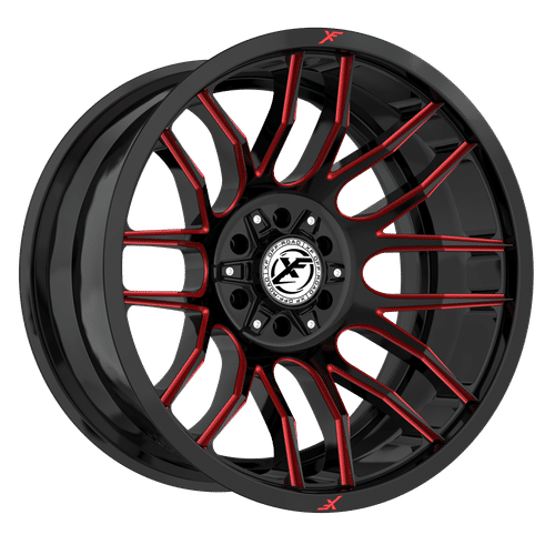 XF OFFROAD Gloss Black Milled Red XF-232 20x10 5x127/5x139.7 Wheels