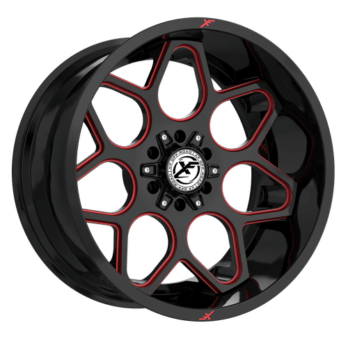 XF OFFROAD Gloss Black Milled Red XF-233 20x10 6x135/6x139.7 Wheels