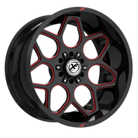 XF OFFROAD Gloss Black Milled Red XF-233 20x10 6x135/6x139.7 Wheels