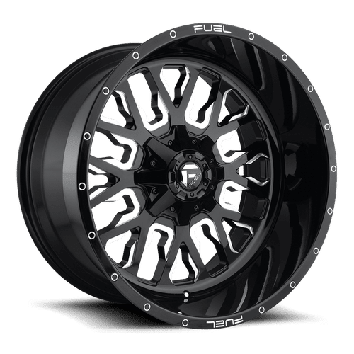 Fuel GLOSS BLACK MILLED D611 STROKE 18x9 8x180 Wheels