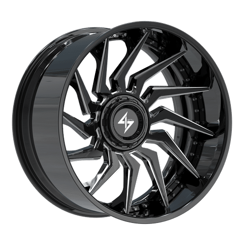 SENTALI BFX Gloss Black Lip / Gloss Black Milled Centre BFX4 22x12 5x127/5x139.7 Wheels