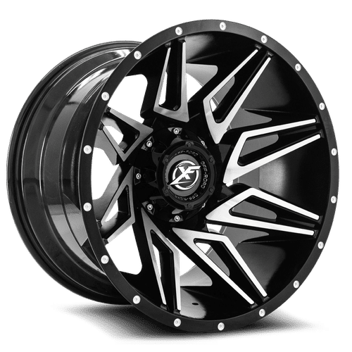 XF OFFROAD Gloss Black Machined XF-218 20x12 6x135/6x139.7 Wheels