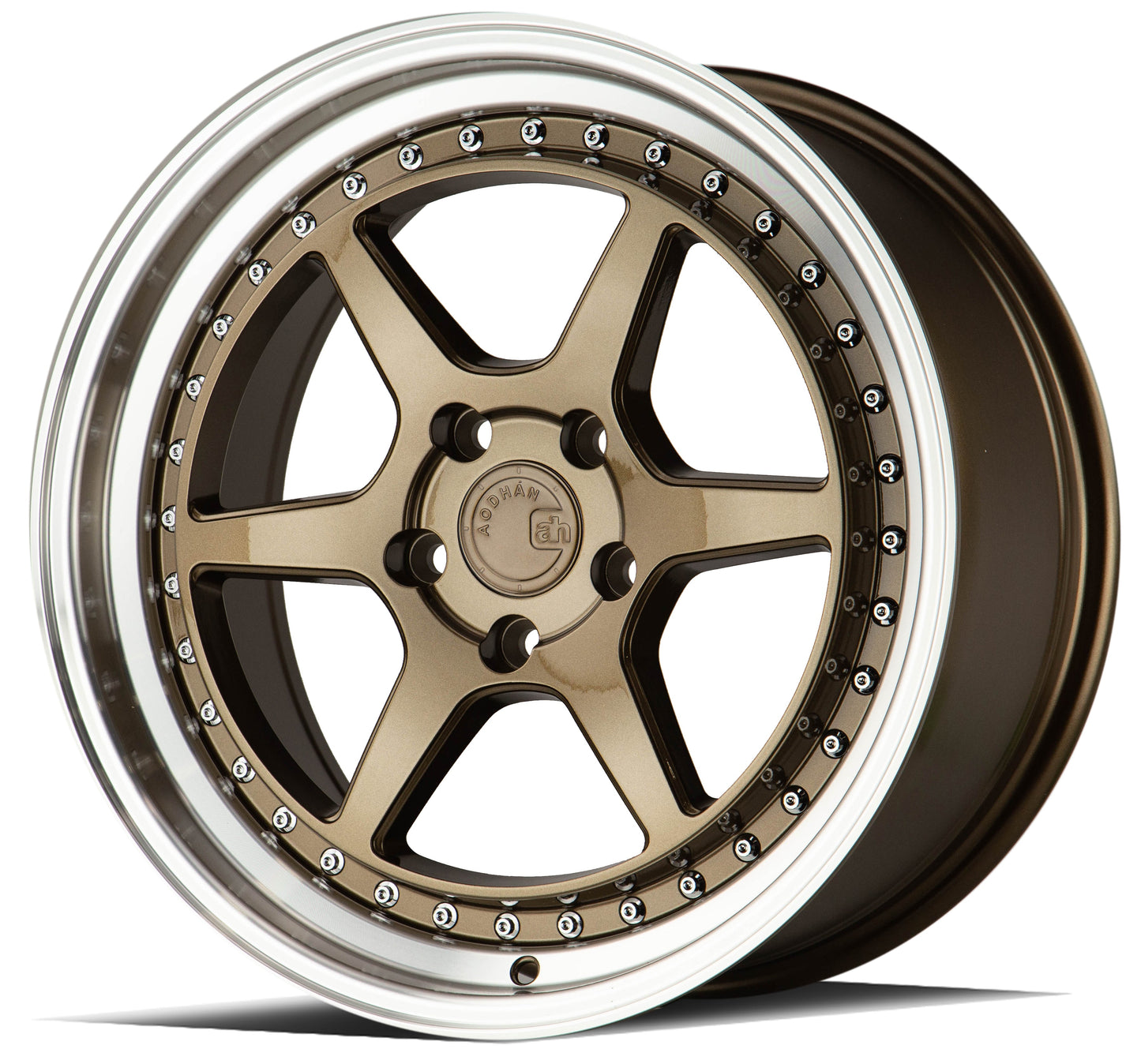 Aodhan 18x9.5 DS09 Series | Gloss Black W /Gold Rivets | 5x114.3 | +22 | 73.1