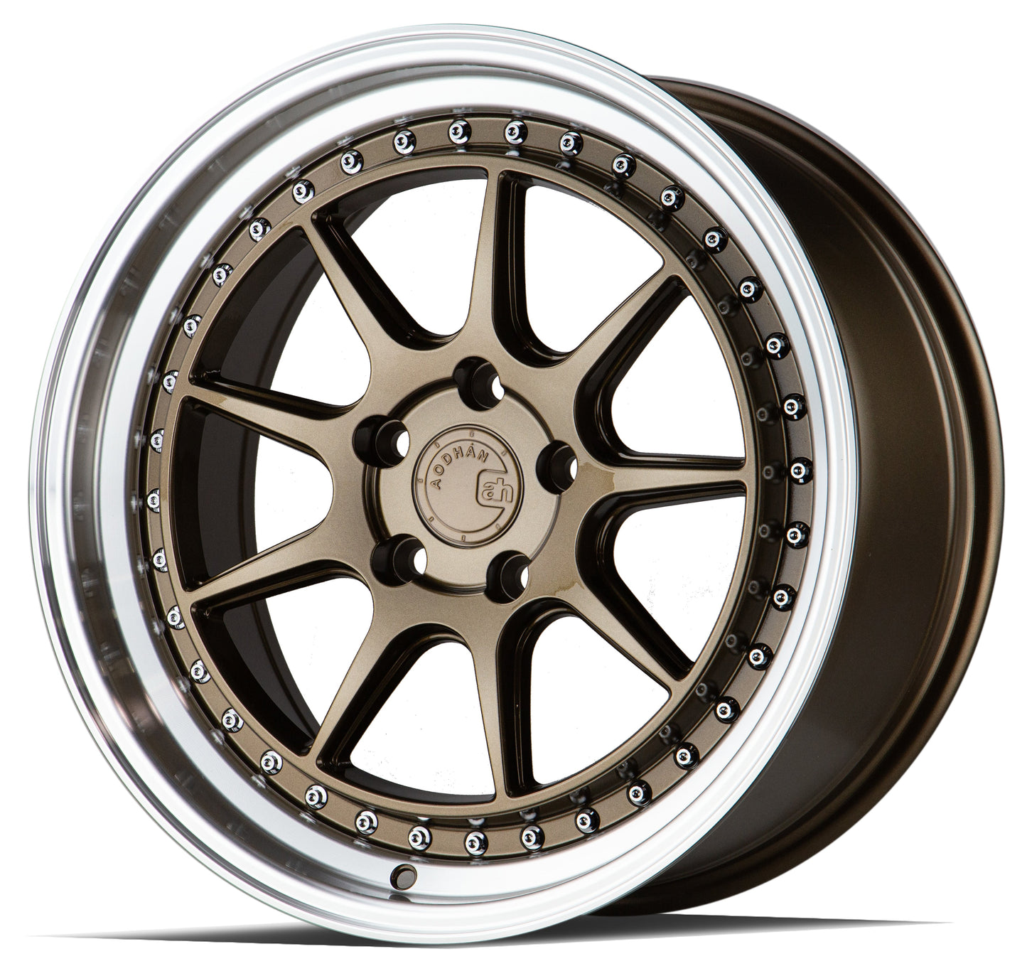 Aodhan 18x9.5 DS-X Series | Gloss Black W /Gold Rivets | 5x114.3 | +22 | 73.1