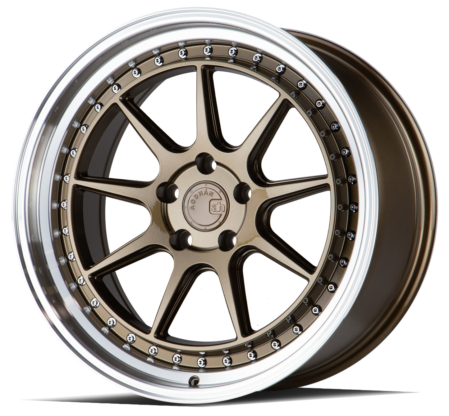 Aodhan 18x9.5 DS-X Series | Gloss Black W /Gold Rivets | 5x114.3 | +15 | 73.1