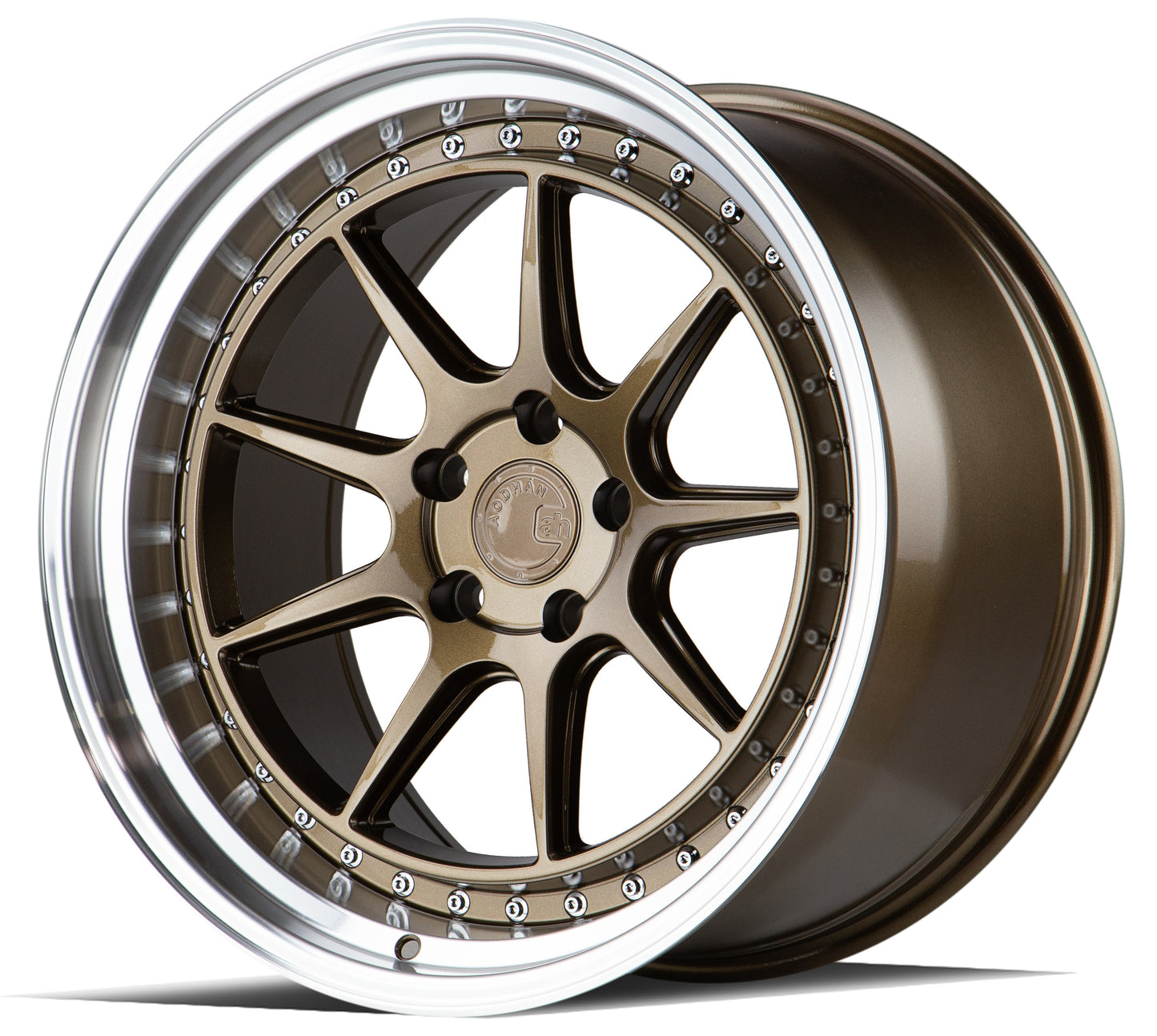 Aodhan 19x9.5 DS-X Series | Gloss Black W /Gold Rivets | 5x114.3 | +30 | 73.1