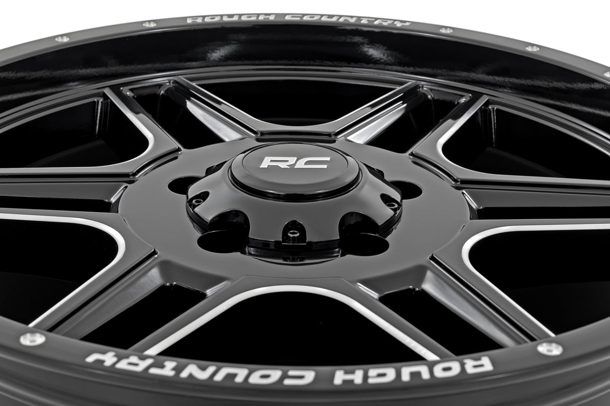 Rough Country 92 Series Wheel | Machined One-Piece | Gloss Black | 18x9 | 6x5.5 | +0mm