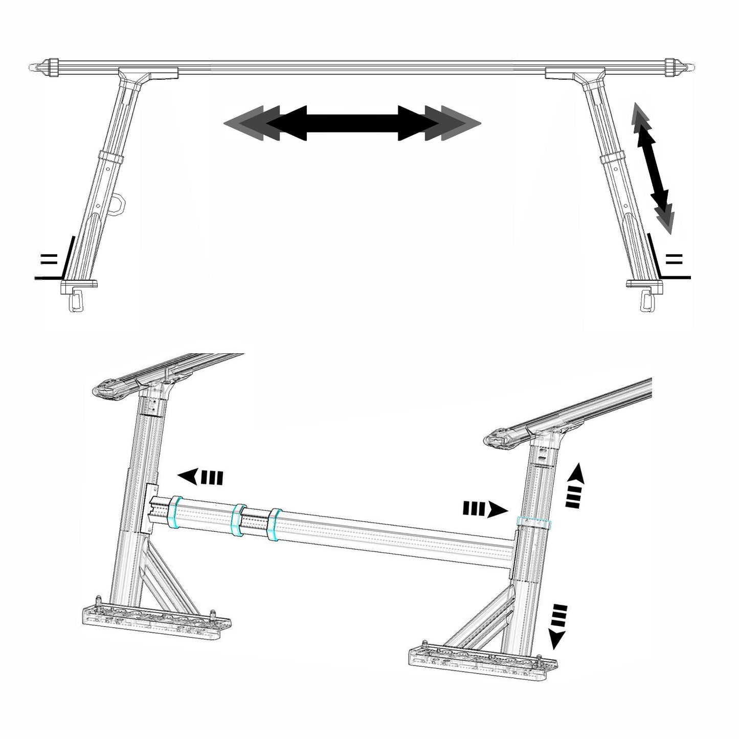 Vanguard Black Powdercoat Roll Bars & Truck Bed Accessories Bed Racks Truck Bed Rack for 2019-2024 ford ranger nan
