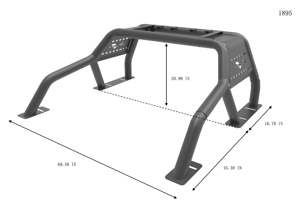 Vanguard Black Powdercoat Roll Bars & Truck Bed Accessories Bed Bars Roll Bar for 2007-2025 chevrolet silverado 1500 nan