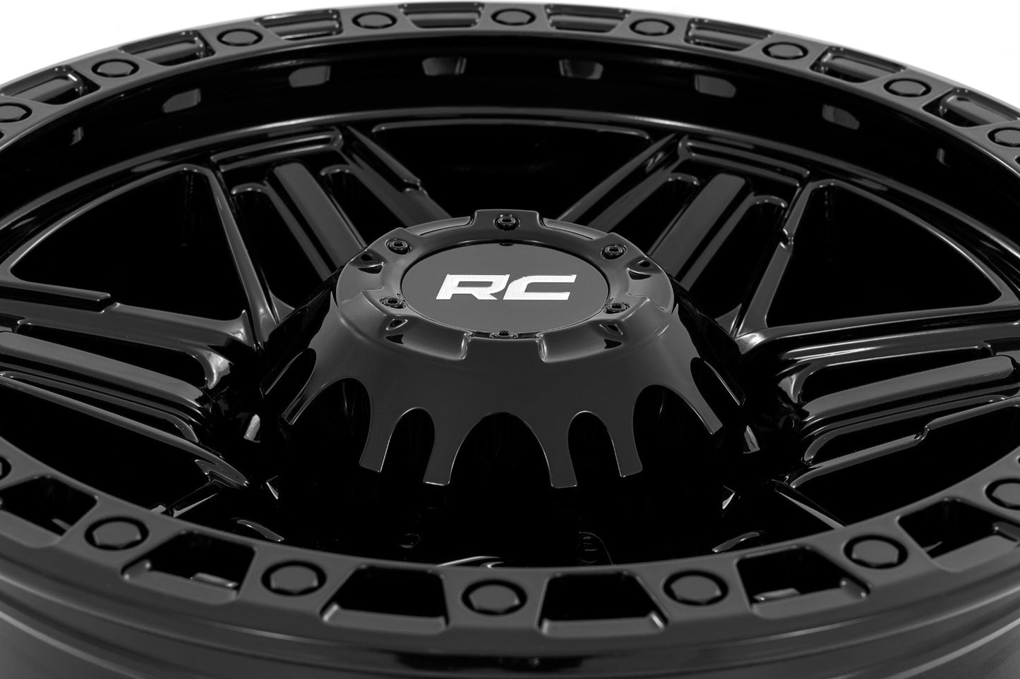 Rough Country 76 Series Wheel | Simulated Beadlock | Gloss Black | 17x9 | 5x5 | -12mm
