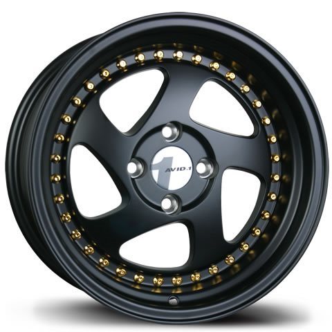 Avid 1 Wheels AV-19 MATTE BLACK W/ GOLD 15x8.5 4x100 et17 cb73.1