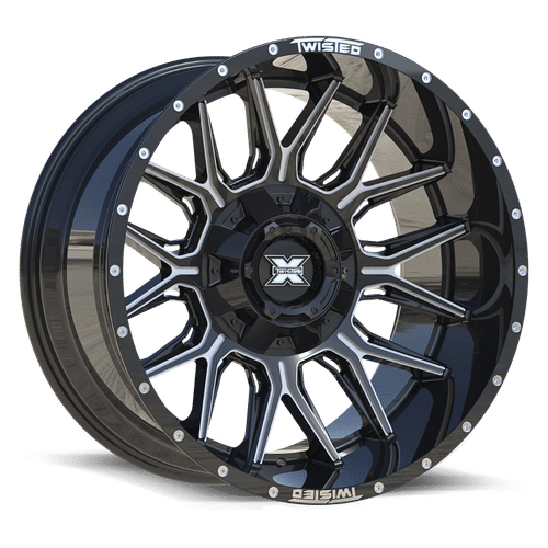 TWISTED OFF-ROAD TW1 Gloss Black Milled 22x12 8x165.1/8x180 Wheels | Offset: -44 | Backspace: 4.75 | Bore: nan