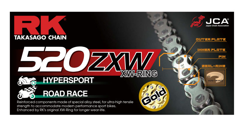 RK Chain GB520ZXW-120L XW-Ring - Gold