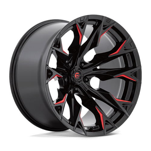 Fuel GLOSS BLACK MILLED WITH CANDY RED D823 22x12 5x127 Wheels