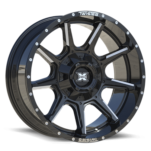 TWISTED OFF-ROAD TW2 Gloss Black Milled 22x10 8x165.1/8x180 Wheels | Offset: -18 | Backspace: 4.75 | Bore: nan