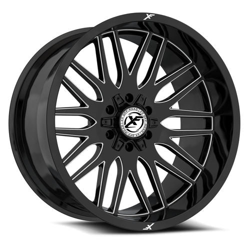 XF OFFROAD Gloss Black Milled XF-240 22x10 5x127/5x139.7 Wheels