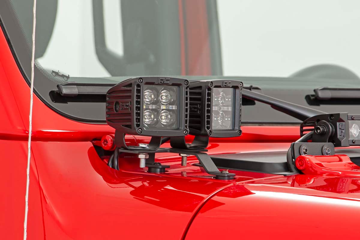 LED Light Kit | Quad | Cowl Mount | 2" Black | Amber DRL | Jeep Gladiator JT/Wrangler JL (18-26)