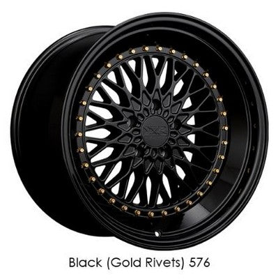 XXR 576 Black / Gold Rivets 18x9 5x120 et30 cb73.1