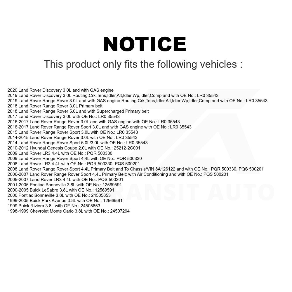 Accessory Drive Belt BAN-6PK2350 For Buick LeSabre Land Rover Park Avenue Range Sport Pontiac Bonneville LR3 Hyundai Genesis Coupe Chevrolet Monte Carlo Discovery Riviera