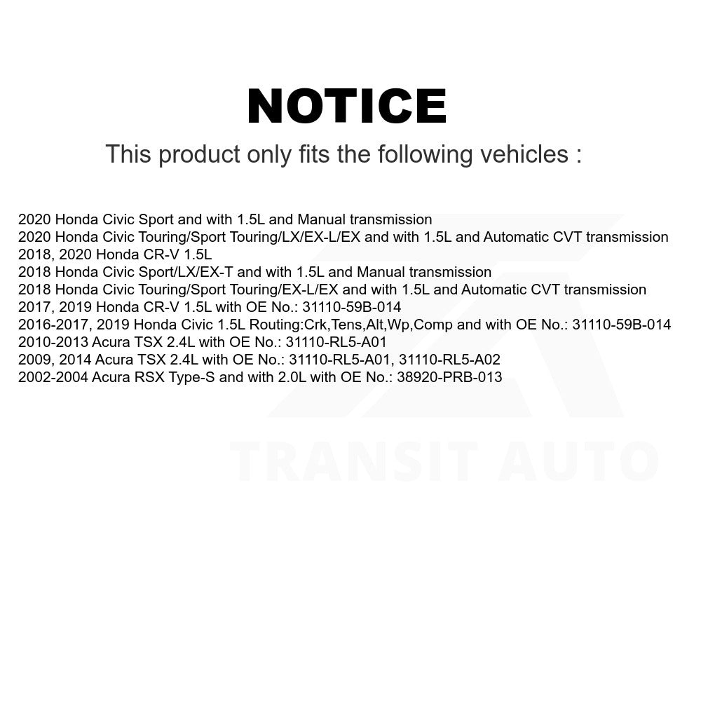 Accessory Drive Belt BAN-7PK1715 For Honda Civic CR-V Acura TSX RSX