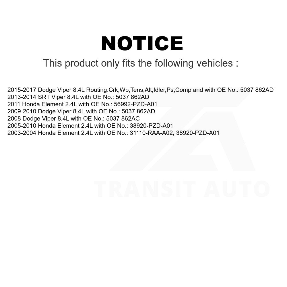 Accessory Drive Belt BAN-7PK1765 For Honda Element Viper Dodge SRT