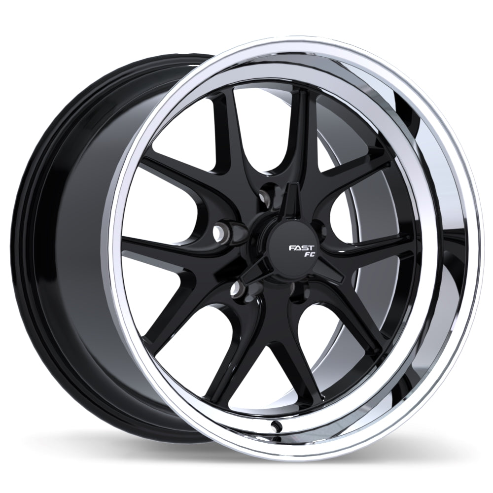 Fast Wheels Gloss Black with Machined Lip FC04V 17x10.5 5x115mm -5 70.3mm BLK / MCHL
