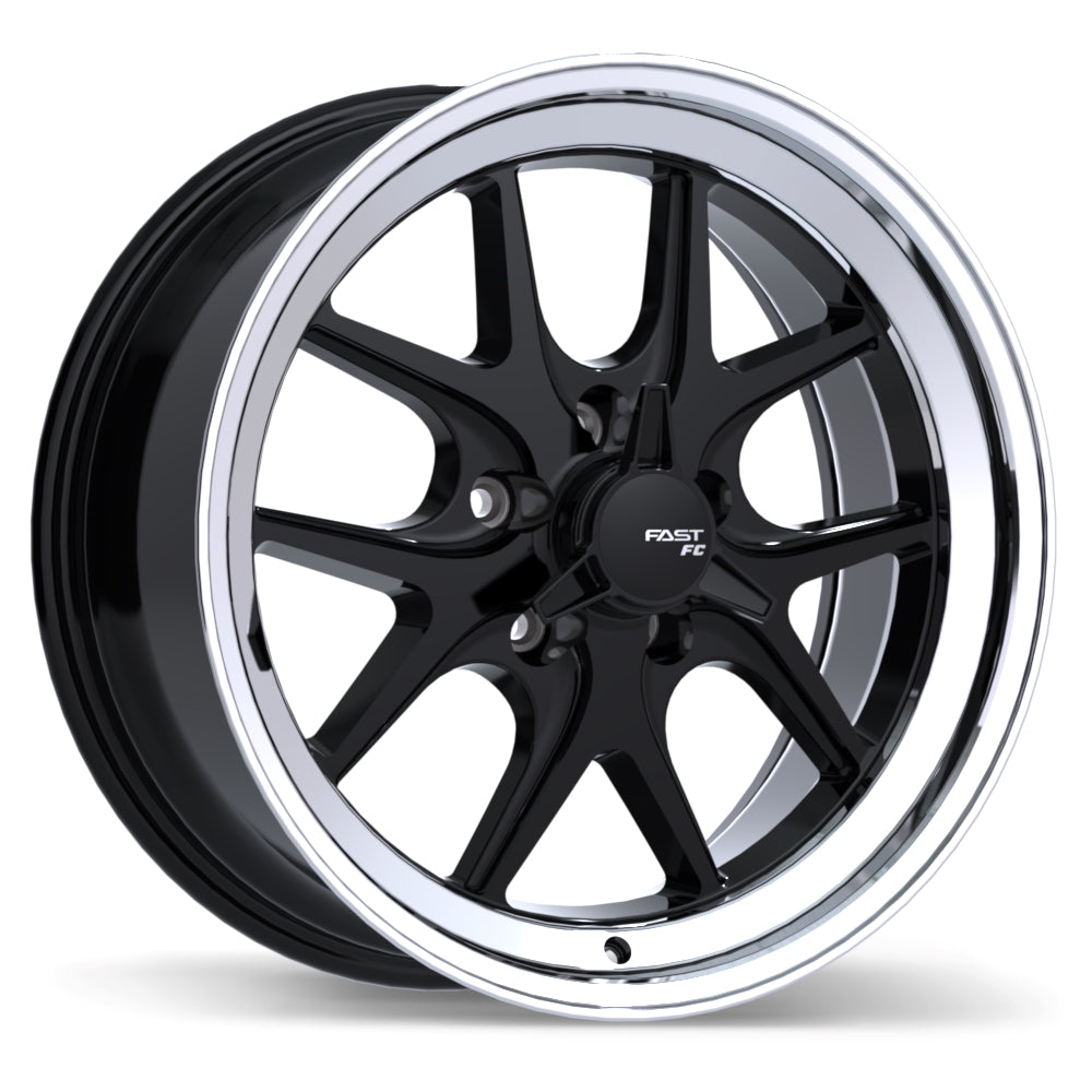 Fast Wheels Gloss Black with Machined Lip FC04V 17x8.0 5x120mm +10 72.6mm BLK / MCHL
