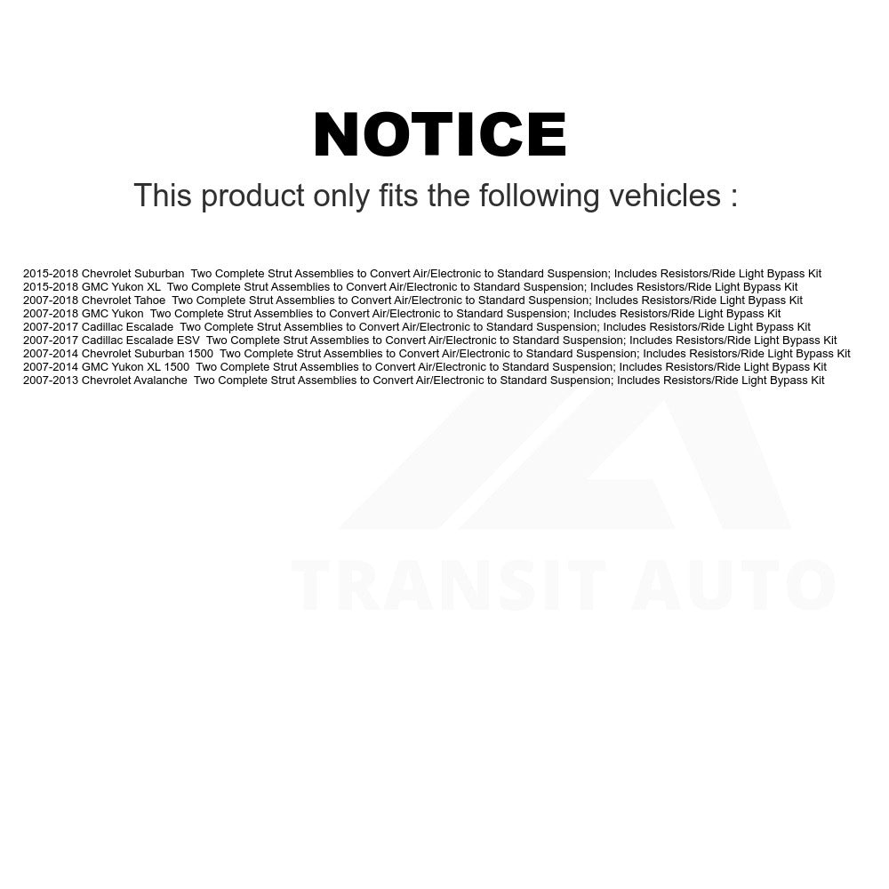 Front Active to Passive Suspension Conversion Kit 78A-61590C For Chevrolet Silverado 1500 GMC Tahoe Sierra Yukon Cadillac Suburban Escalade XL Avalanche ESV