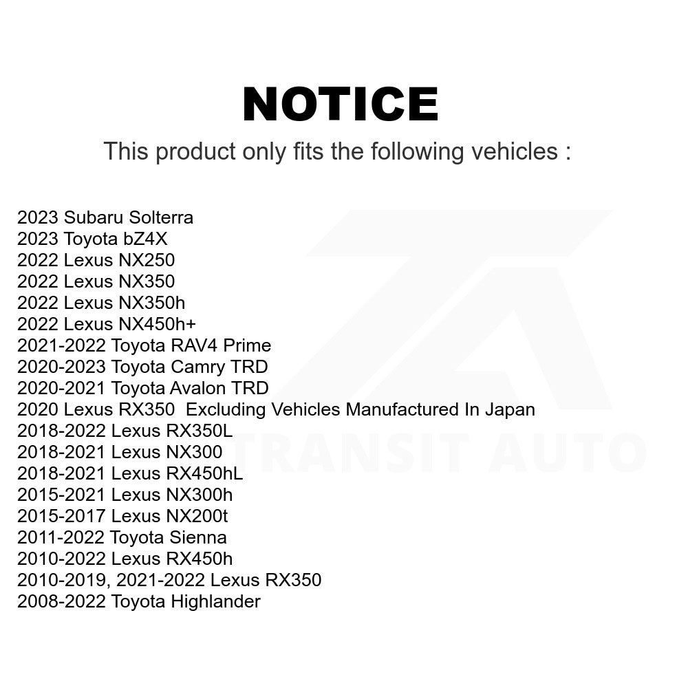 Front Ceramic Disc Brake Pads TEC-1324 For Toyota Highlander Lexus Sienna RX350 NX200t RX450h NX300 RX350L Camry NX300h RX450hL Avalon Subaru bZ4X NX250 NX350 NX350h NX450h+ Solterra RAV4 Prime