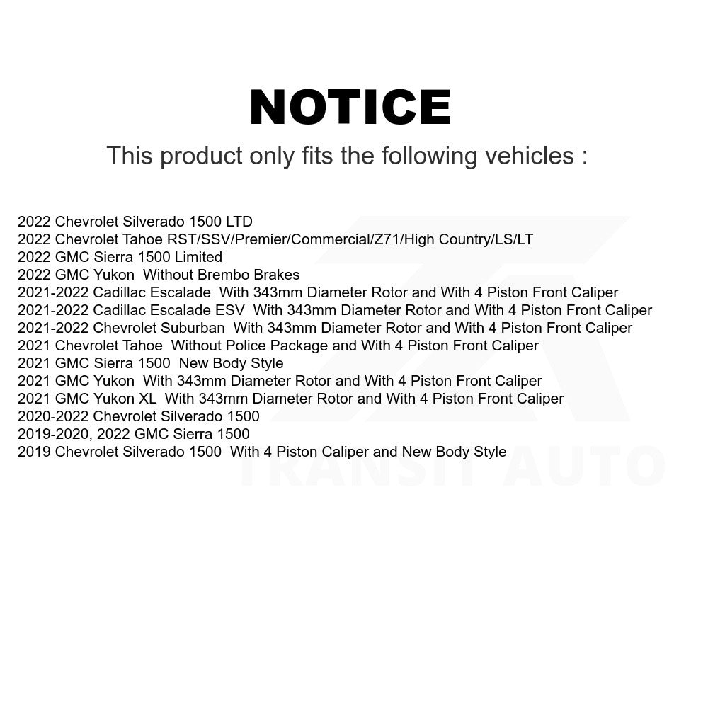 Front Ceramic Disc Brake Pads TEC-2173 For Chevrolet Silverado 1500 GMC Sierra Cadillac Tahoe Yukon Escalade Suburban XL ESV LTD Limited