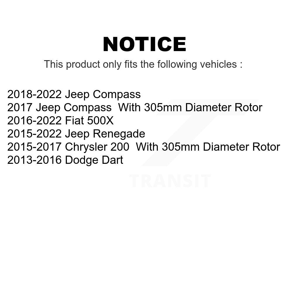 Front Coated Disc Brake Rotors Pair For Jeep Renegade Compass Dodge Dart Chrysler 200 Fiat 500X KG-100146