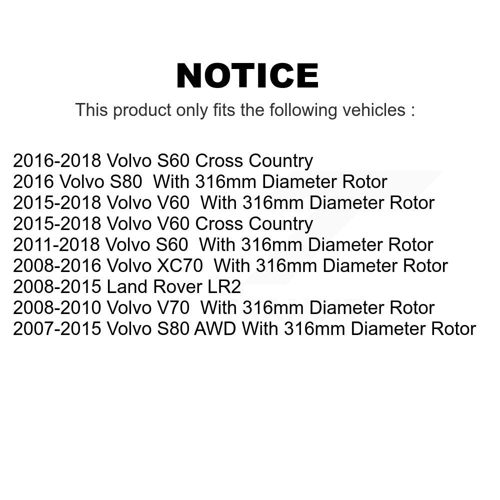 Front Coated Disc Brake Rotors Pair For Volvo S60 XC70 S80 Land Rover LR2 V60 Cross Country V70 KG-100293