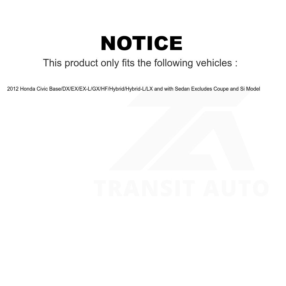 Front Left Suspension Strut Coil Spring Assembly 78A-11323 For 2012 Honda Civic Base DX EX EX-L GX HF Hybrid Hybrid-L LX with Sedan Excludes Coupe Si Model