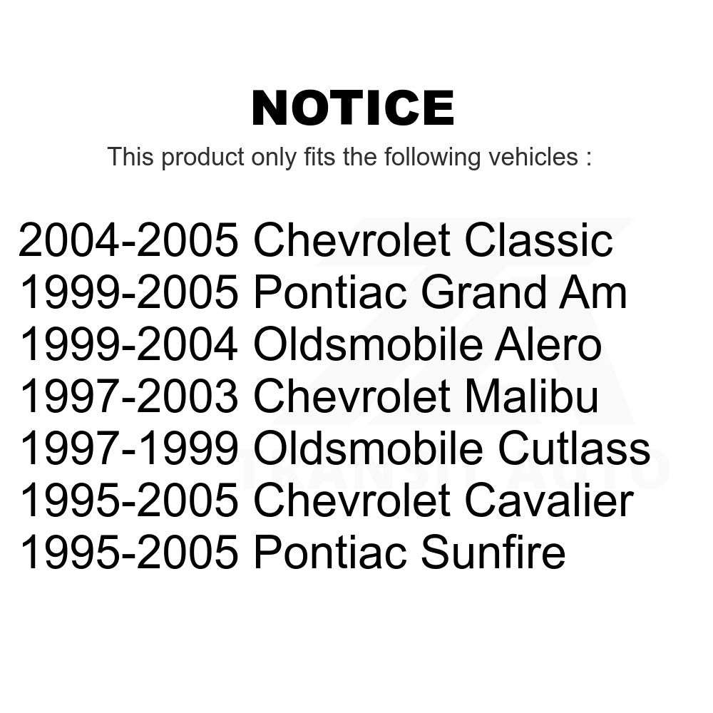 Front Lower Suspension Control Arm Bushing Kit TOR-K6578 For Chevrolet Cavalier Pontiac Grand Am Malibu Oldsmobile Alero Sunfire Classic Cutlass
