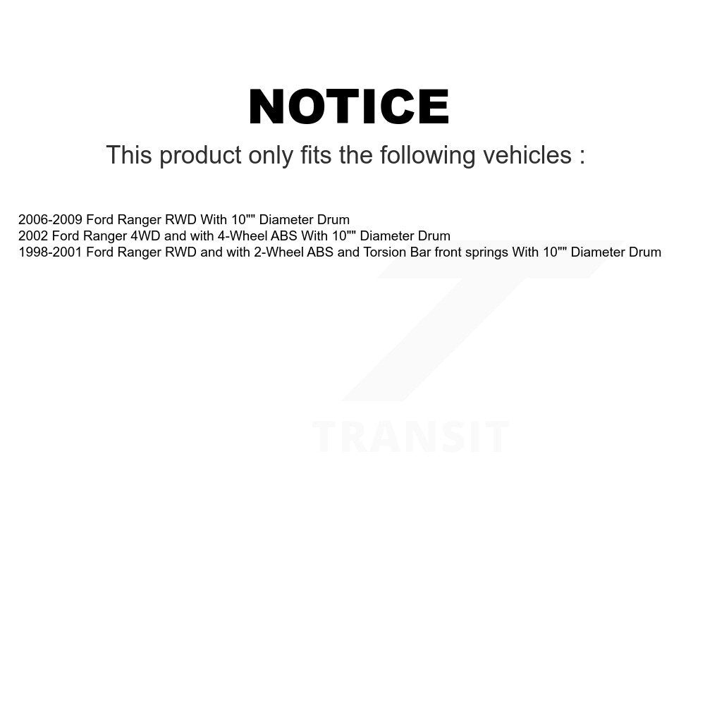 Front Rear Disc Brake Rotors Drums Kit For Ford Ranger With 10" Diameter Drum KG-101469