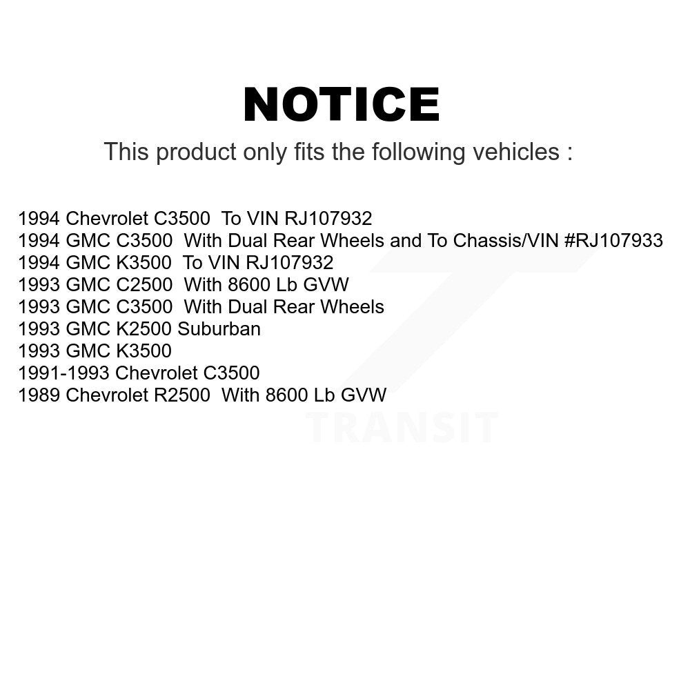 Front Rear Semi-Metallic Brake Pads Kit For C3500 Chevrolet GMC K3500 C2500 K2500 Suburban R2500 KSM-100238