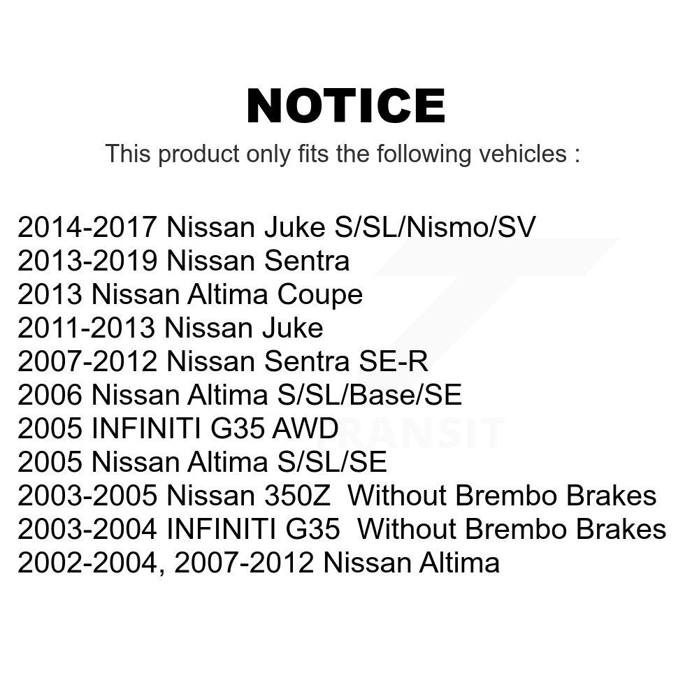 Front Rear Semi-Metallic Brake Pads Kit For Nissan Altima Sentra Juke Infiniti G35 350Z INFINITI KPF-100369